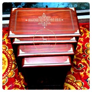 Nesting Tables Brass Edge (Set Of 4)