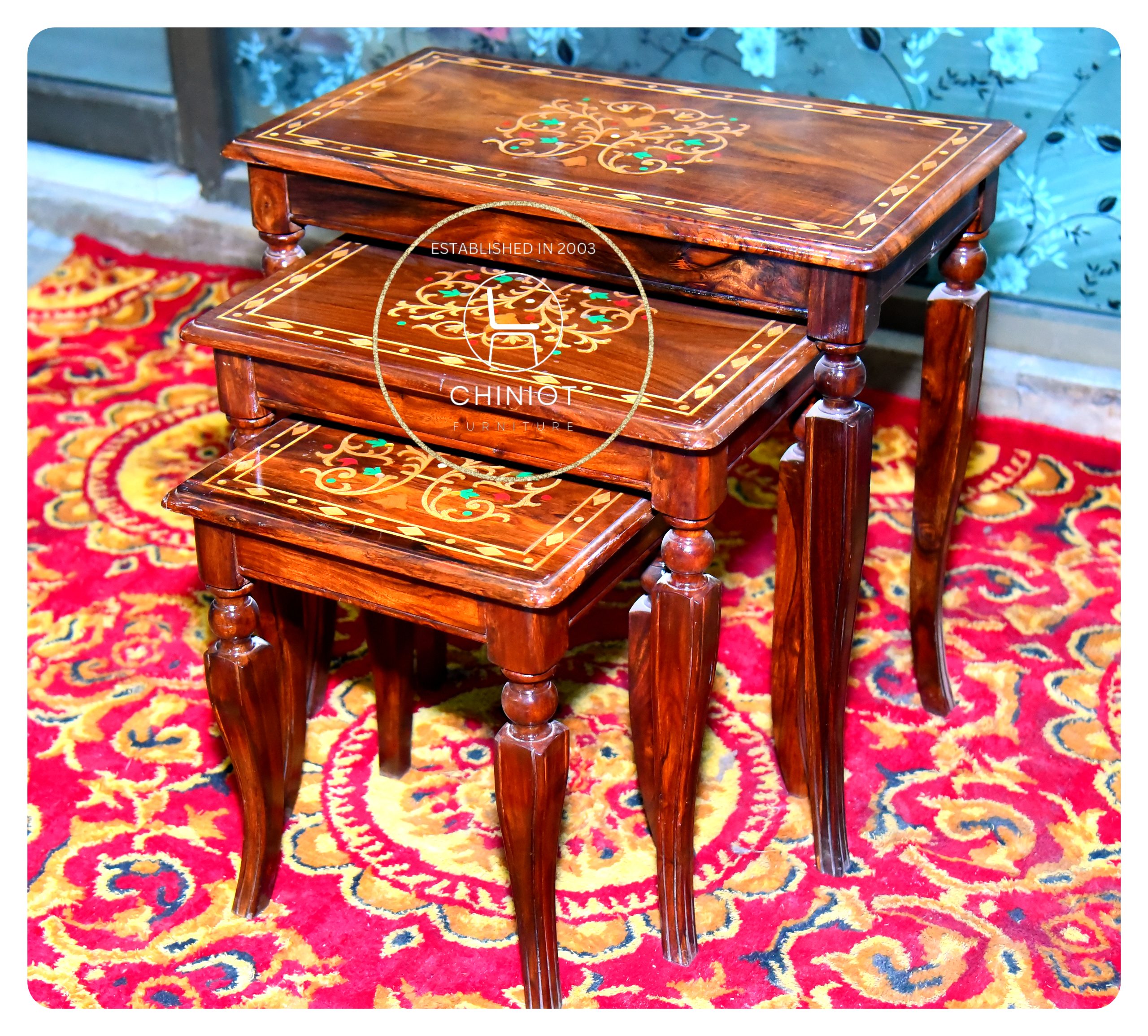 Nesting Tables Rangoli (Set Of 3) - Image 3