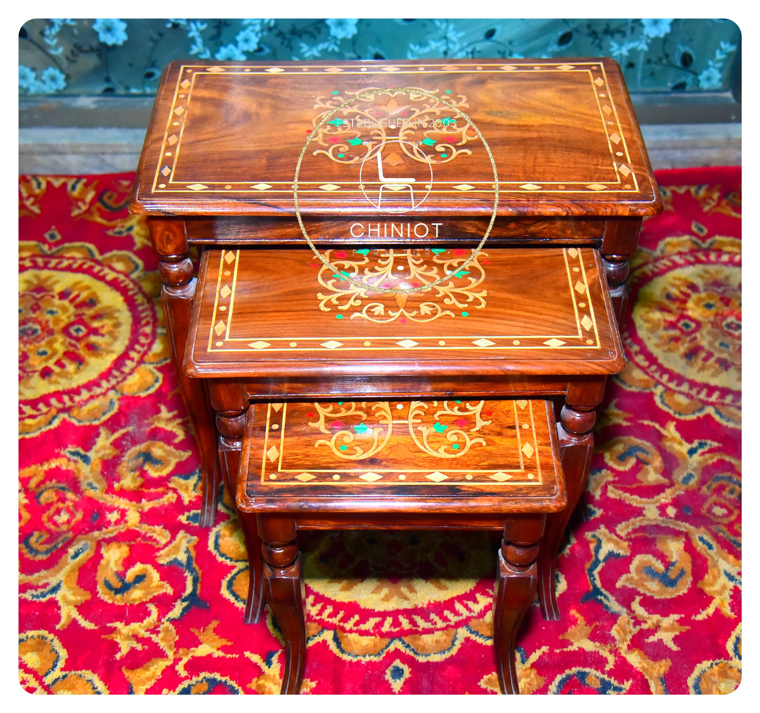 Nesting Tables Rangoli (Set Of 3)