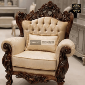 Handcrafted Royal Sheesham Wood 5-Seater Sofa Set with High Gloss Polish and Tufted Upholstery from Chiniot Furniture